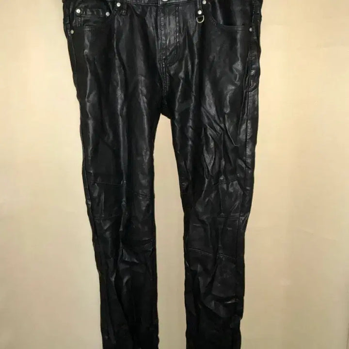 [BUNJANG] Black Leather Skinny Pants (Size 34) / 블랙 레더 스키니 팬츠 34