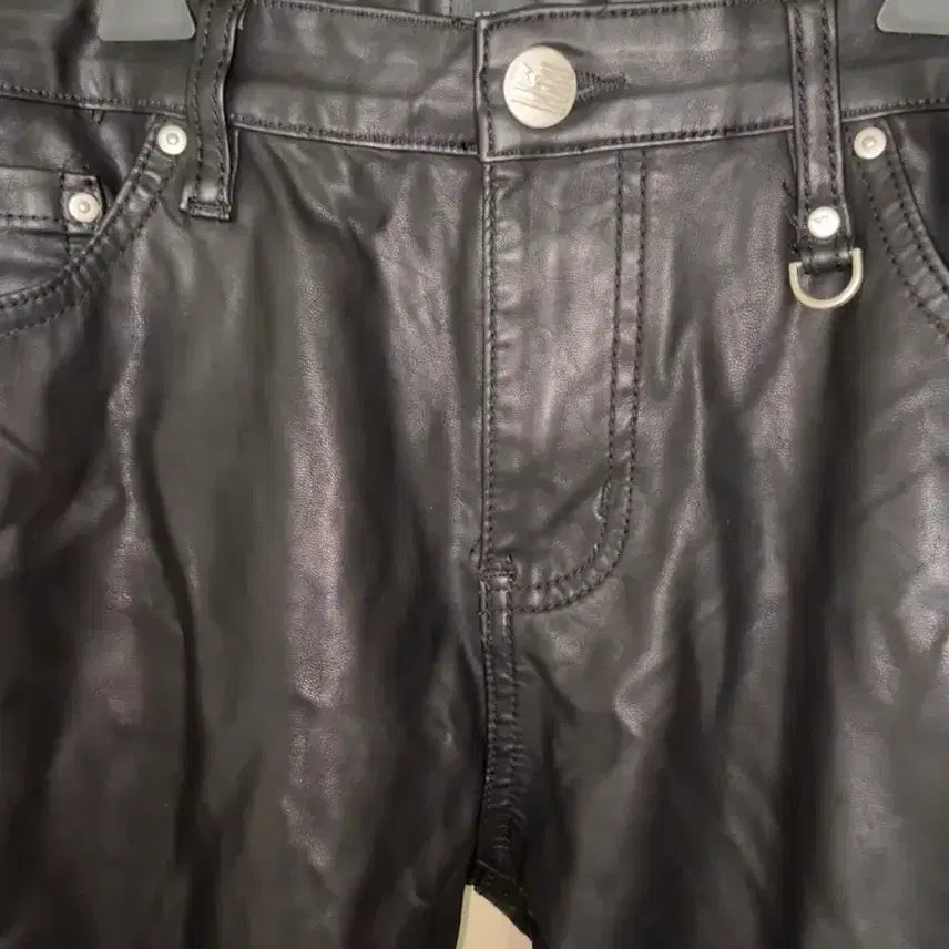 [BUNJANG] Black Leather Skinny Pants (Size 34) / 블랙 레더 스키니 팬츠 34
