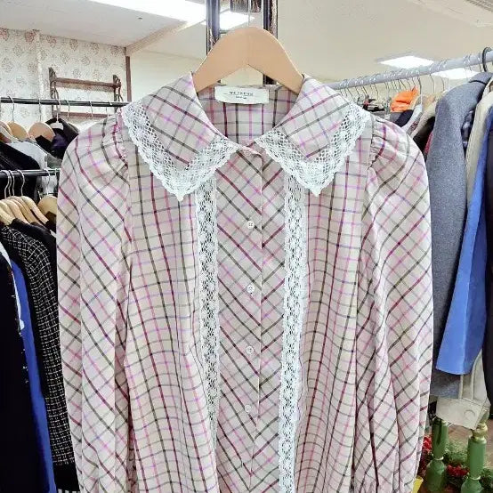 [BUNJANG] Max Mara Weekend Check Lace Blouse / 정품)막스마라 38사이즈(55~66) 막스마라 체크 레이스 블라우스