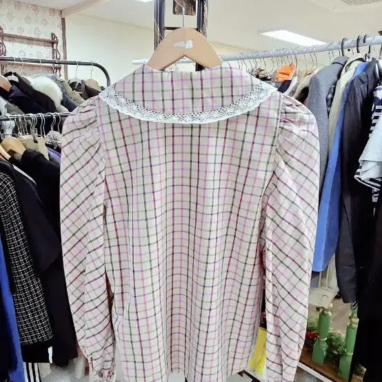 [BUNJANG] Max Mara Weekend Check Lace Blouse / 정품)막스마라 38사이즈(55~66) 막스마라 체크 레이스 블라우스
