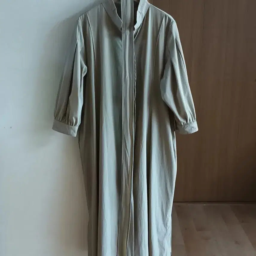 [BUNJANG] VESSE Beige Nylon Blend 3/4 Sleeve Midi Dress Size 66 / VESSE 베이지 바스락 원피스 66