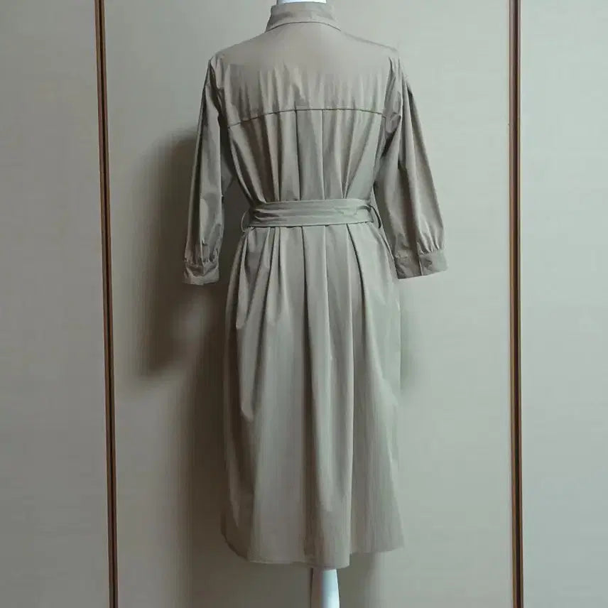[BUNJANG] VESSE Beige Nylon Blend 3/4 Sleeve Midi Dress Size 66 / VESSE 베이지 바스락 원피스 66