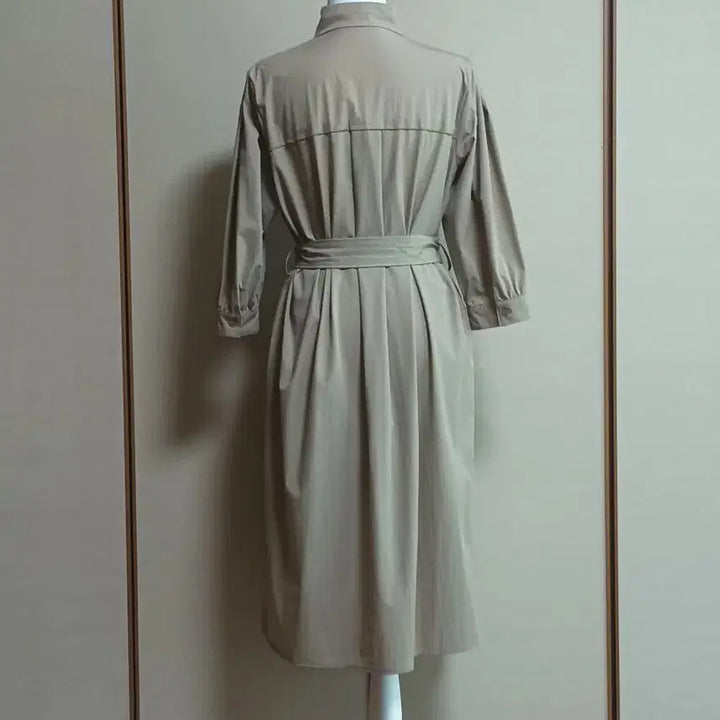 [BUNJANG] VESSE Beige Nylon Blend 3/4 Sleeve Midi Dress Size 66 / VESSE 베이지 바스락 원피스 66