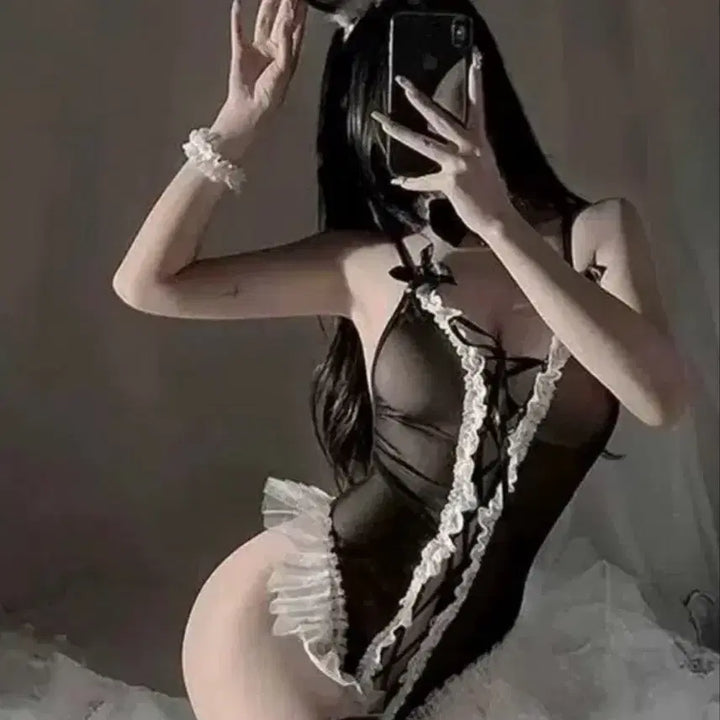 [BUNJANG] Bunny Girl Costume Black Lingerie Set / 바니걸 코스튬 블랙 란제리 세트