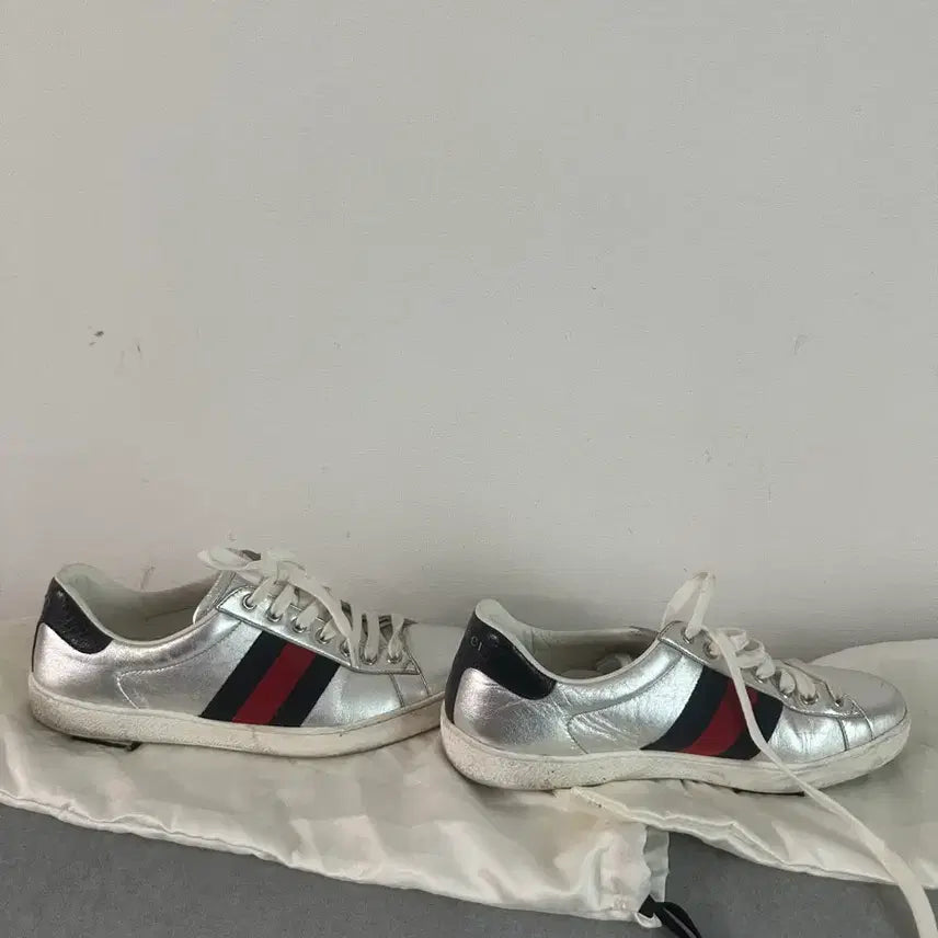 [BUNJANG] Gucci Ace Silver Sneakers (265mm) / 구찌 에이스 실버스니커즈265