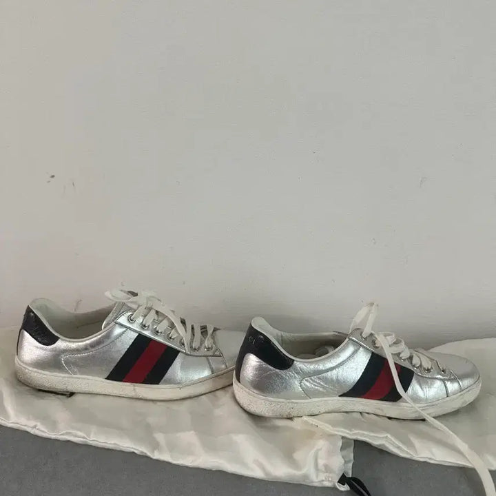 [BUNJANG] Gucci Ace Silver Sneakers (265mm) / 구찌 에이스 실버스니커즈265