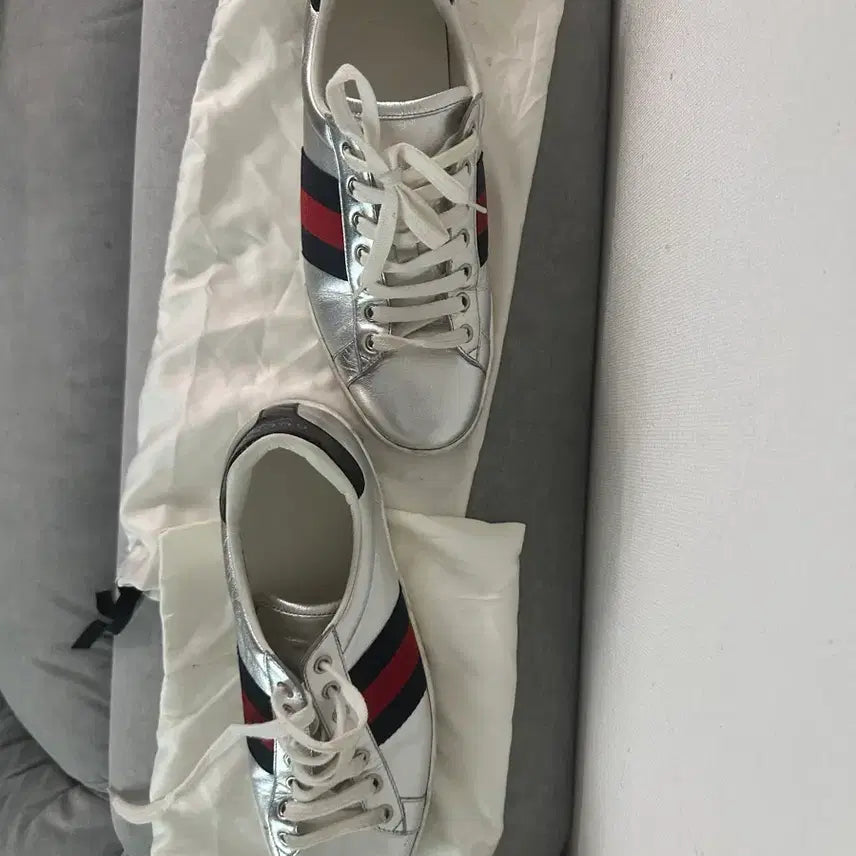[BUNJANG] Gucci Ace Silver Sneakers (265mm) / 구찌 에이스 실버스니커즈265
