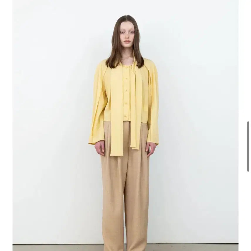 [BUNJANG] rrace Lace Tie Blouse Yellow / rrace 레이스 타이블라우스