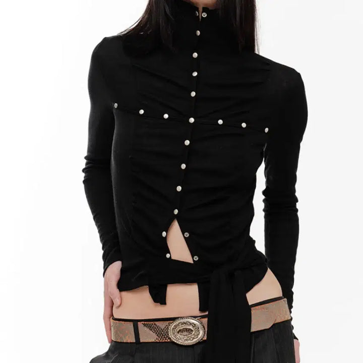 [BUNJANG] 2000Archives Lena Shirring High Neck Top / 2000아카이브스 LENA SHIRRING HIGH NECK TOP