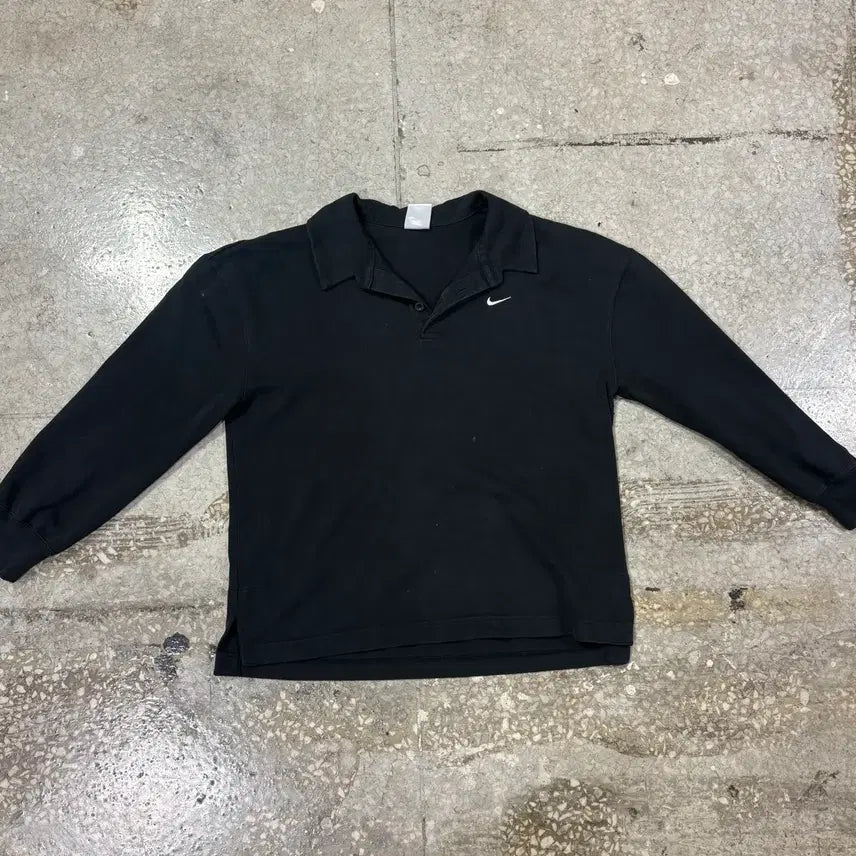 [BUNJANG] Nike Black Long Sleeve Polo Shirt / 나이키 블랙 긴팔 폴로티 / b4