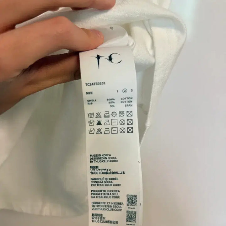 [BUNJANG] Thug Club Slim Fit Short Sleeve T-Shirt White Size 2 / 떠그클럽 슬림 반팔 2사이즈 화이트