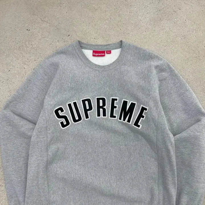 [BUNJANG] Supreme Arch Logo Heather Grey Sweatshirt / 슈프림 15FW 아치로고 헤더그레이 맨투맨