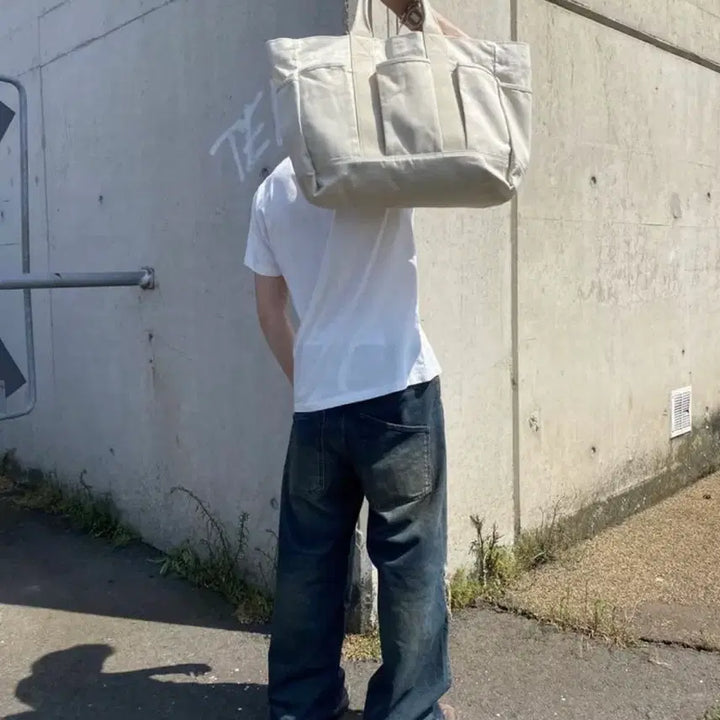 [BUNJANG] Arket Multi-Pocket Canvas Tote Bag / 아르켓 멀티포켓 캔버스 토트백