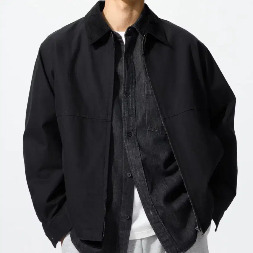 [BUNJANG] Uniqlo Zip-Up Short Blouson Black / M 유니클로 집업 쇼트 블루종 블랙