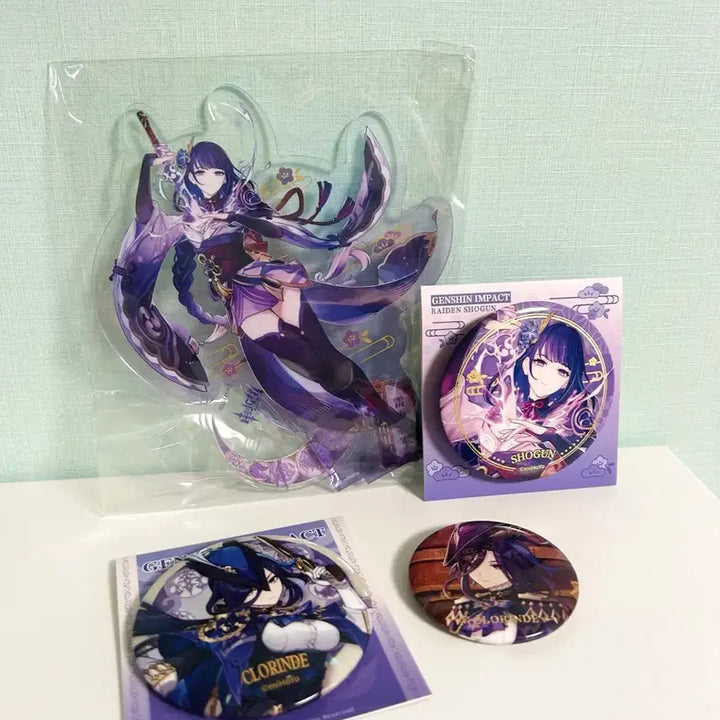 [BUNJANG] Genshin Impact Raiden Shogun Acrylic &amp; Clorinde Can Badge Bundle Set / 일괄) 원신 라이덴 아크릴 캔뱃지 클로린드 캔뱃지