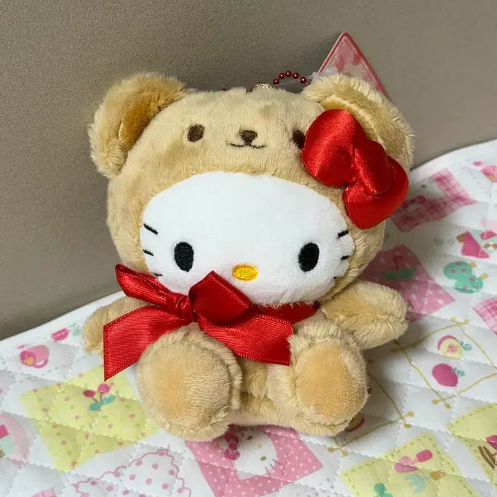 [BUNJANG] Sanrio Hello Kitty Retro Bear Plush Keychain / 한국 정품) 헬로키티 레트로 베어 인형 키링
