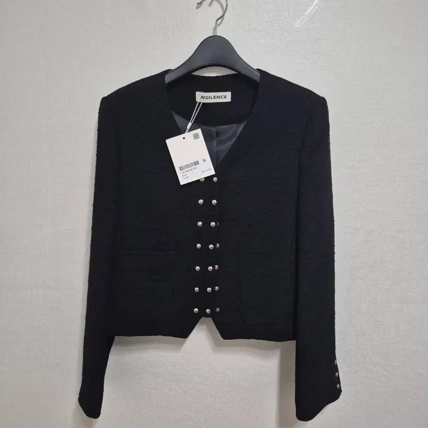 [BUNJANG] INSILENCE Snap Detail Tweed Jacket Black / 인사일런스 스냅 디테일 트위드 자켓