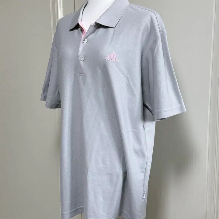 [BUNJANG] Adidas Light Grey Pink Functional Polo T-Shirt / 아디다스 연그레이핑크 기능성 반팔카라티