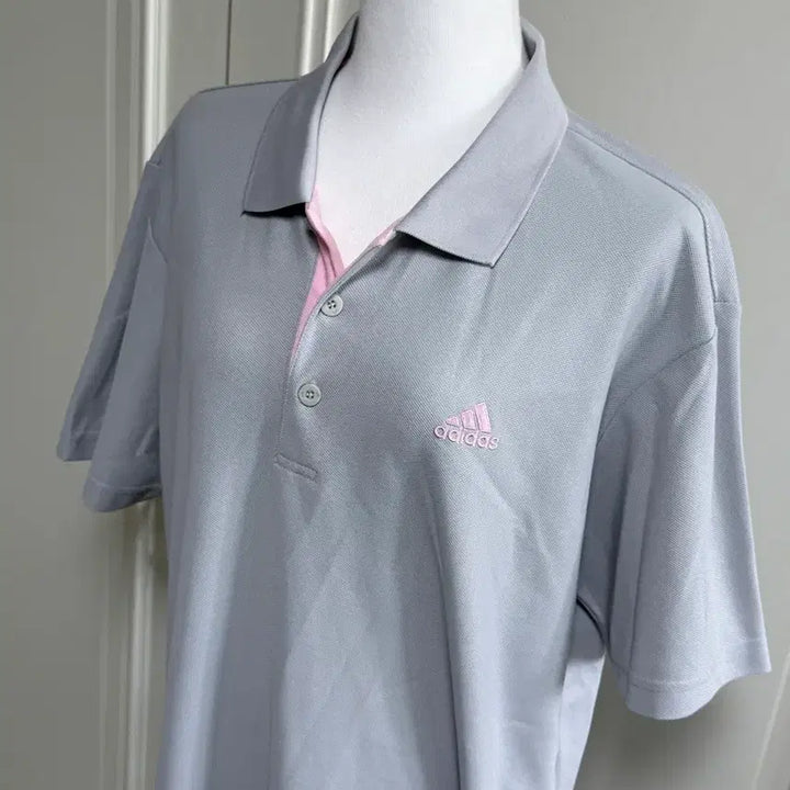 [BUNJANG] Adidas Light Grey Pink Functional Polo T-Shirt / 아디다스 연그레이핑크 기능성 반팔카라티