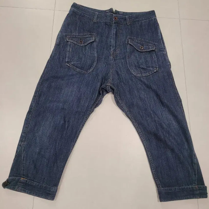 [BUNJANG] BEAMS HEART Sarouel Crop Denim Pants / L] 빔즈 하트(BEAMS HEART) 사루엘 크롭 데님 - "여유로운
