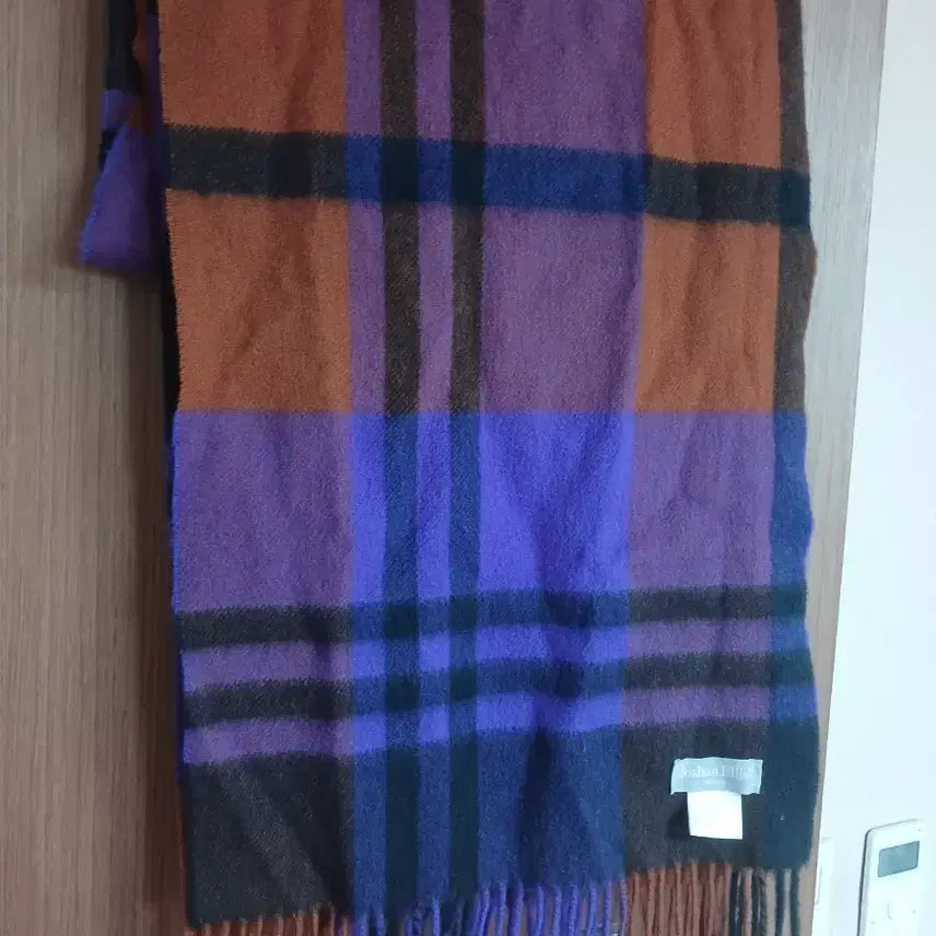 [BUNJANG] Joshua Ellis 1767 Cashmere Check Muffler Purple Brown / 조슈아엘리스1767 캐시미어 체크 머플러 퍼플 브라운