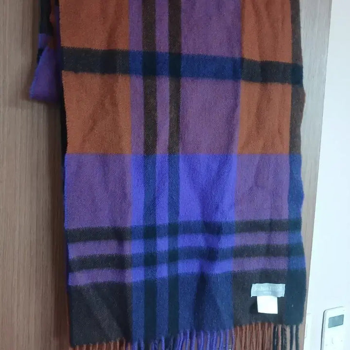 [BUNJANG] Joshua Ellis 1767 Cashmere Check Muffler Purple Brown / 조슈아엘리스1767 캐시미어 체크 머플러 퍼플 브라운