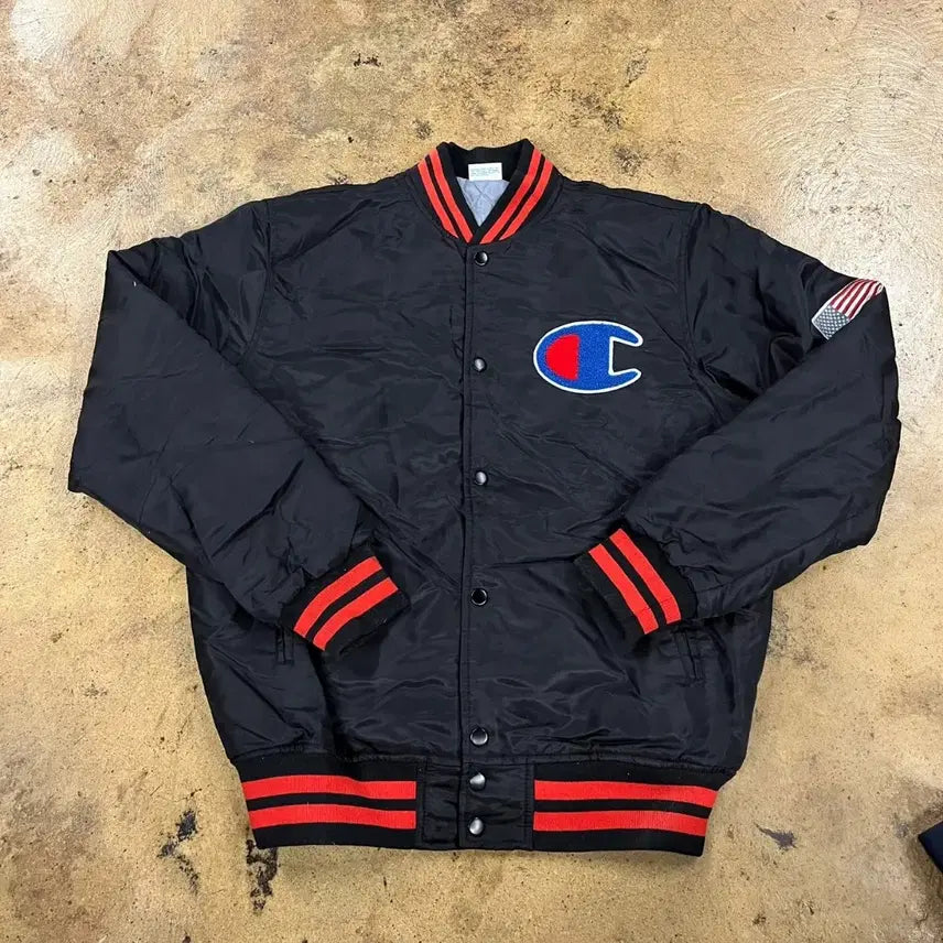 [BUNJANG] Champion Black Varsity Jacket / [정품/L] 챔피온 블랙 바시티 자켓