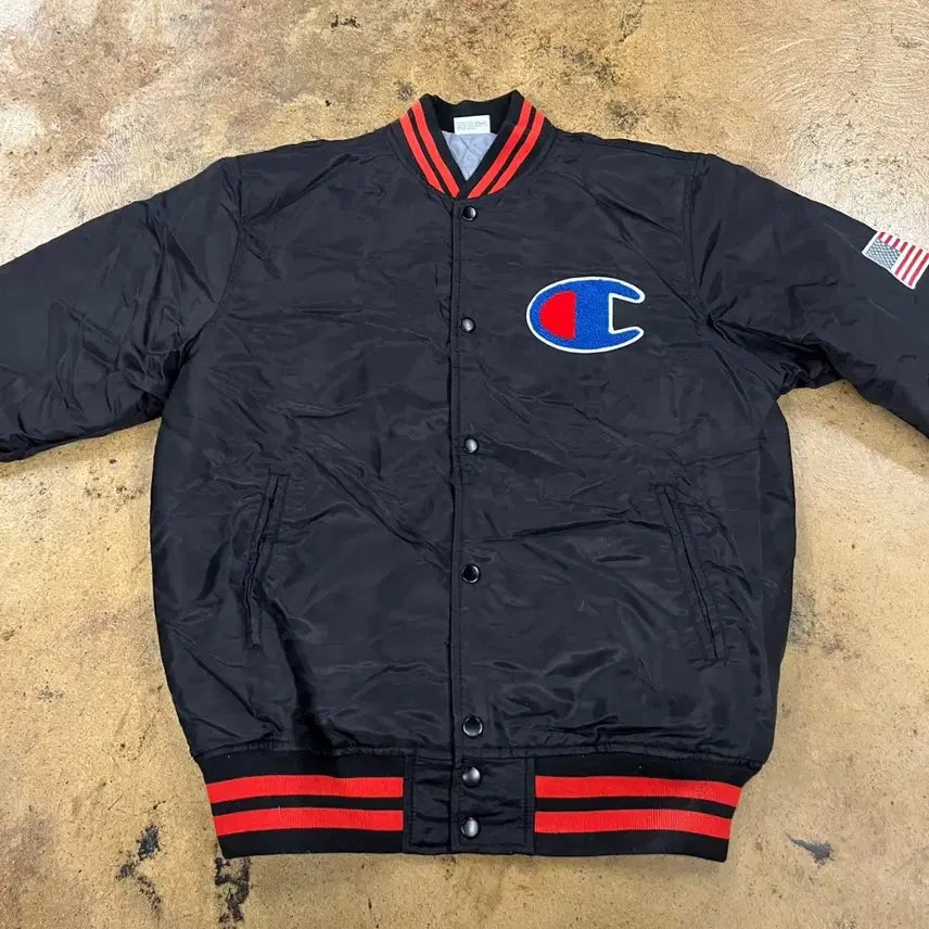 [BUNJANG] Champion Black Varsity Jacket / [정품/L] 챔피온 블랙 바시티 자켓