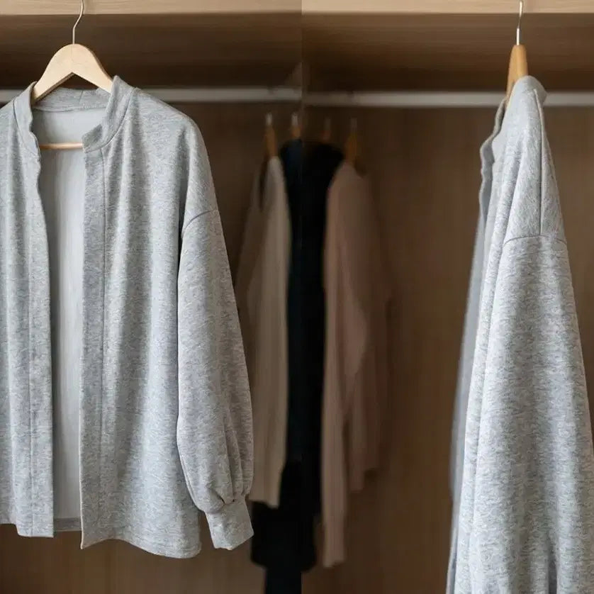 [BUNJANG] Round Neck Grey Cardigan Loose Fit Size 66 / 여름까지 라운드넥 회색 가디건 루즈핏 66