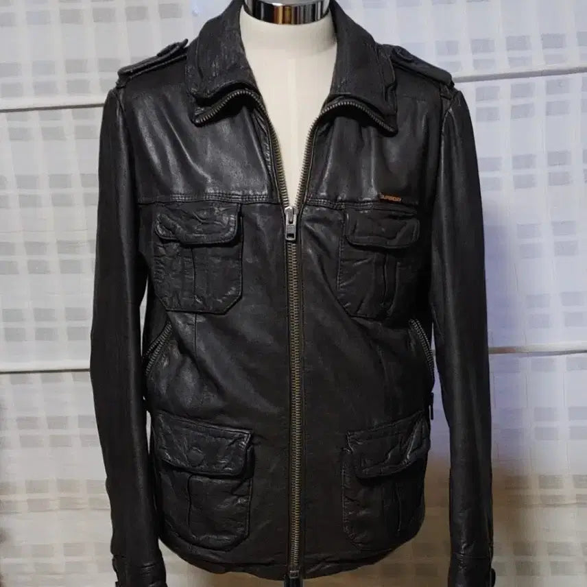 [BUNJANG] Superdry Brown Leather Jacket M (95-100) / (100% 가죽) 슈퍼드라이 브라운 가죽 자켓 M (95~100)