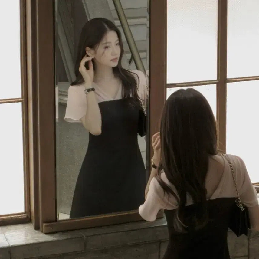 [BUNJANG] Dali Hotel V-Neck Chiffon One-Piece Dress - Size S / 달리호텔 원피스 S 티엘 브이넥 쉬폰 하객원피스