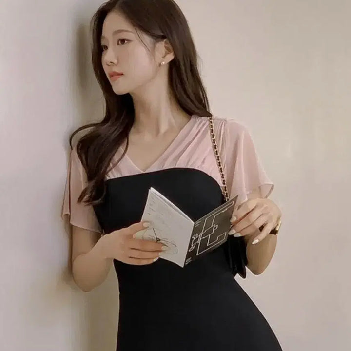 [BUNJANG] Dali Hotel V-Neck Chiffon One-Piece Dress - Size S / 달리호텔 원피스 S 티엘 브이넥 쉬폰 하객원피스