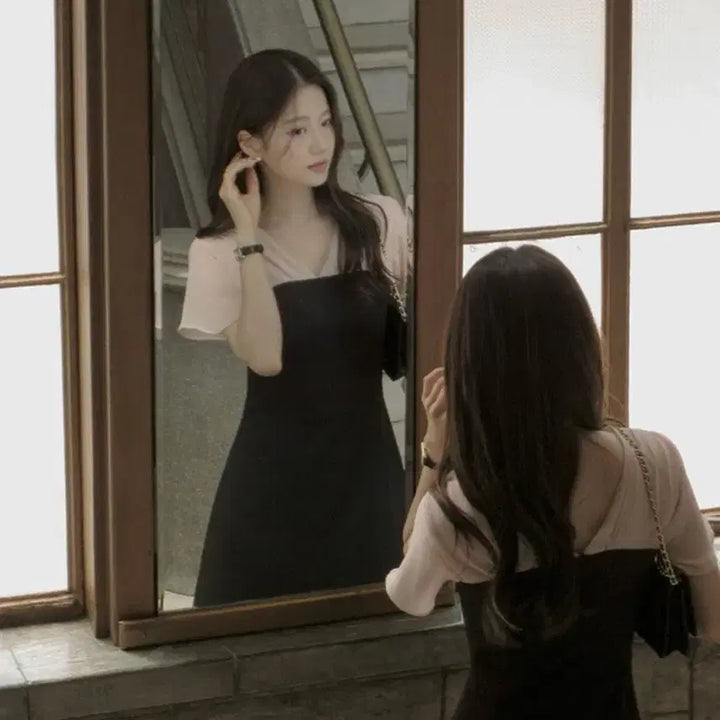 [BUNJANG] Dali Hotel V-Neck Chiffon One-Piece Dress - Size S / 달리호텔 원피스 S 티엘 브이넥 쉬폰 하객원피스