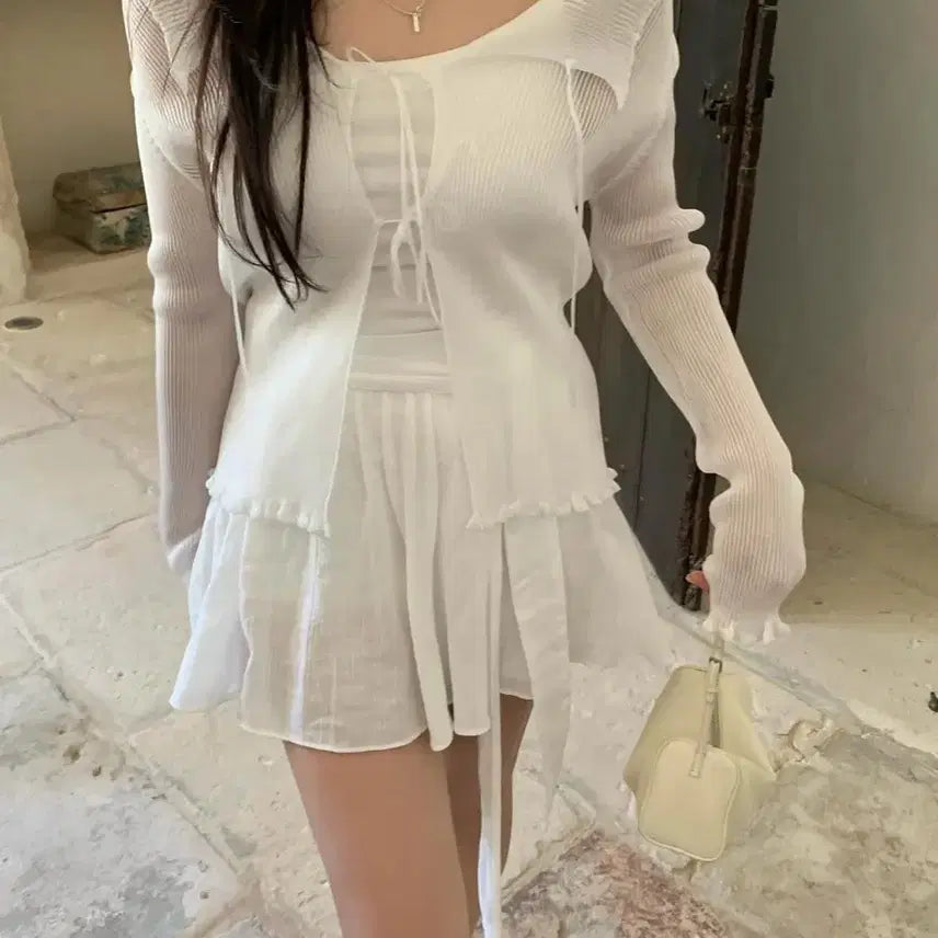[BUNJANG] Shyly Shine Frill Cardigan / 샵리즈 샤인프릴가디건