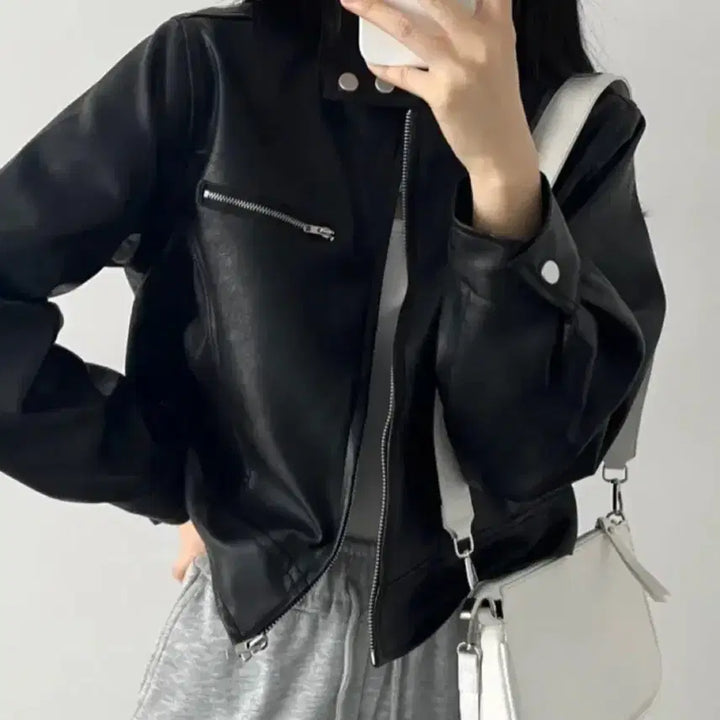 [BUNJANG] Y2K Biker No-Collar Button Leather Jacket / y2K 바이커 레더자켓 노카라 버튼포인트 가죽자켓