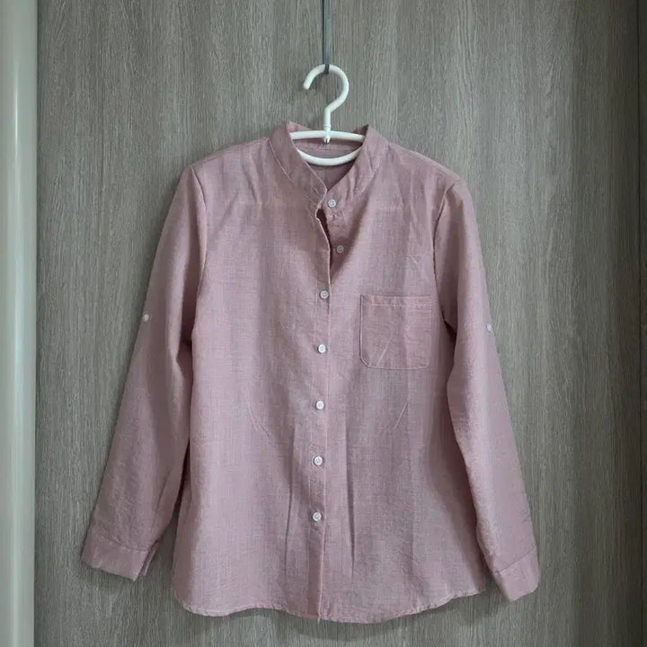 [BUNJANG] Pink Henry Neck Shirt 55 / 깔끔한 핑크 헨리넥 셔츠 55