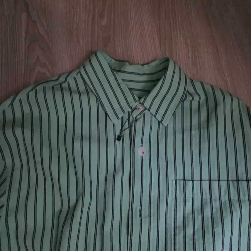 [BUNJANG] System Homme Striped Gradation Oversized Shirt / 시스템옴므 정품 스트라이프 민트 그라데이션 오버핏 100사이즈