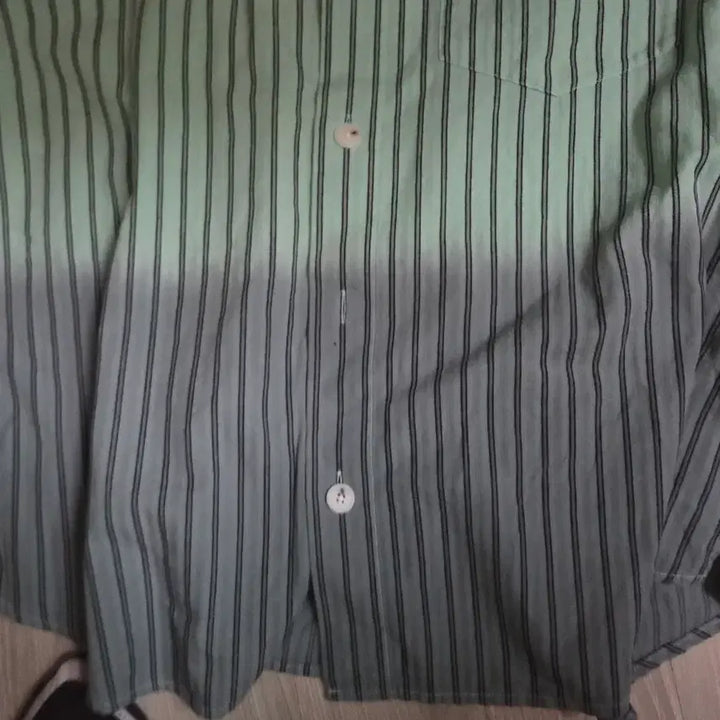 [BUNJANG] System Homme Striped Gradation Oversized Shirt / 시스템옴므 정품 스트라이프 민트 그라데이션 오버핏 100사이즈