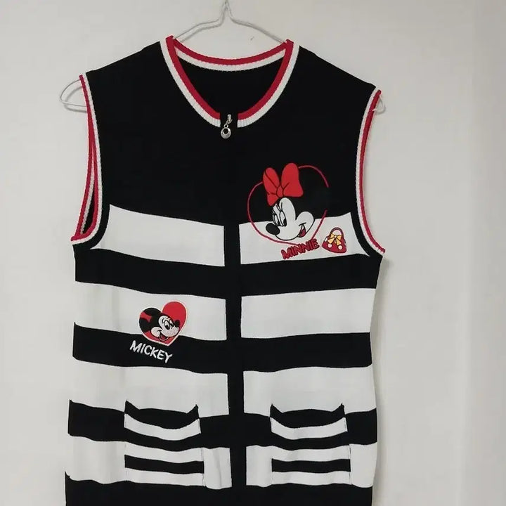 [BUNJANG] Mickey Mouse &amp; Minnie Mouse Striped Vest (Size 95) / 미키마우스 미니마우스 스트라이프 조끼 95