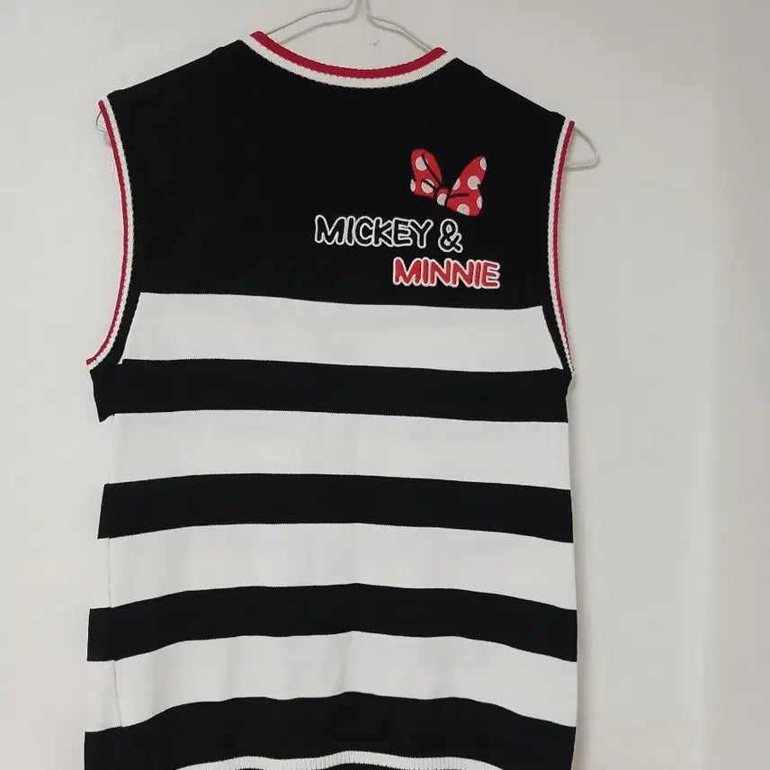 [BUNJANG] Mickey Mouse &amp; Minnie Mouse Striped Vest (Size 95) / 미키마우스 미니마우스 스트라이프 조끼 95