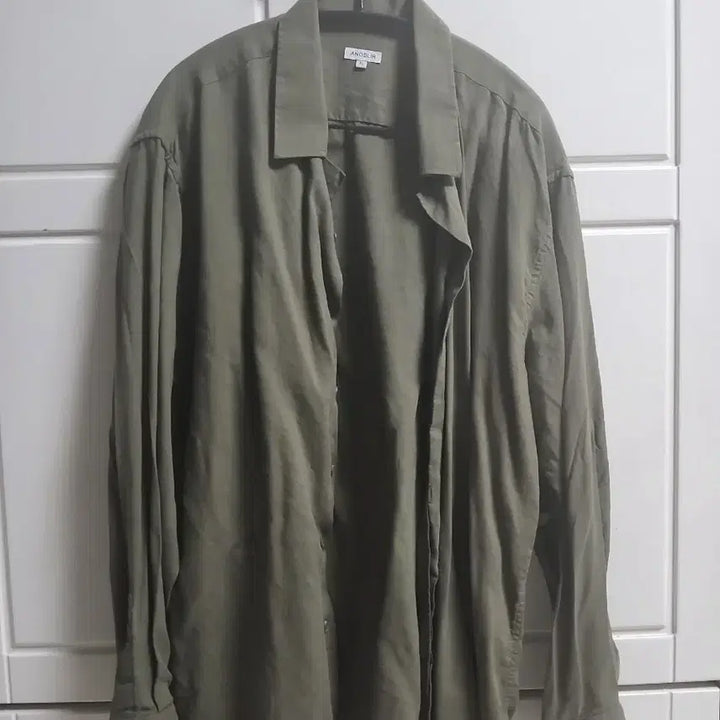 [BUNJANG] Annoblee Open Collar Linen Shirt Khaki XL / 아노블리어 오픈카라 린넨 셔츠 카키 xl