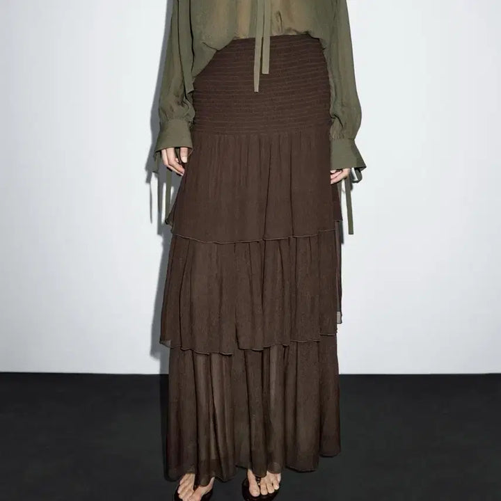 [BUNJANG] Massimo Dutti Layered Skirt (M) / 택미제거새제품/ 마시모두띠 레이어드 스커트 (M)정가20만원