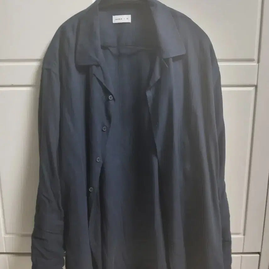 [BUNJANG] Anovlier Open Collar Linen Shirt Navy XL / 아노블리어 오픈카라 린넨 셔츠 네이비 xl