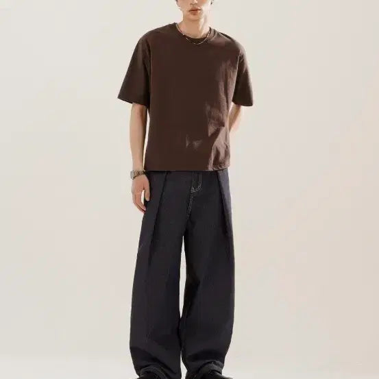 [BUNJANG] Jemut Cropped T-Shirt Dark Brown/Gray XL / 제멋 크롭티 XL 다크브라운 그레이