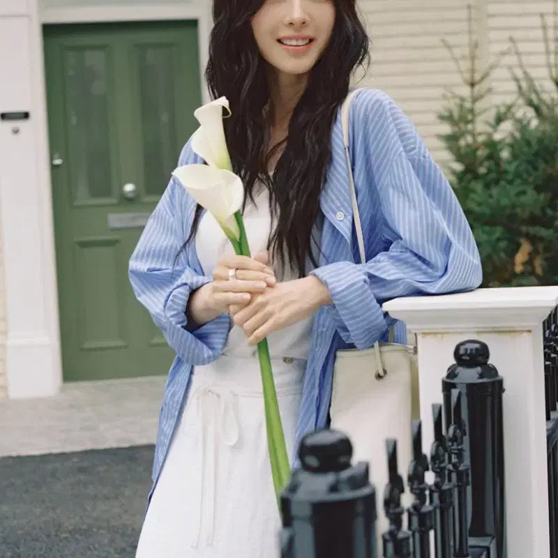 [BUNJANG] Siyaju Oversized Lounge Shirt Light Blue / (새상품)시야쥬 오버핏 라운지st 셔츠