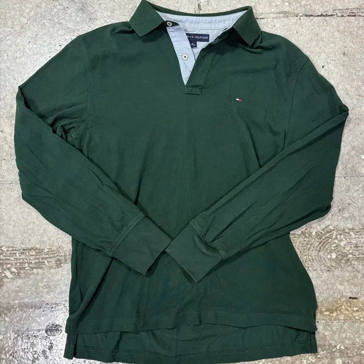 [BUNJANG] Tommy Hilfiger Long Sleeve Polo Shirt Green / 타미힐피거 긴팔 카라티셔츠 녹색 / b4