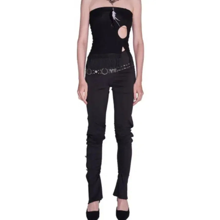 [BUNJANG] Unheir Cut Out Fringe Tube Top / 언헤이 cut out fringe tube top