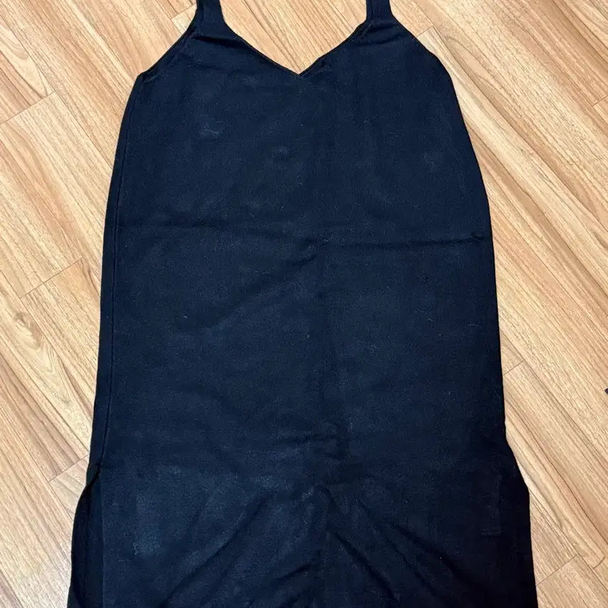 [BUNJANG] Black Knit Long Dress with Side Slit / 니트 원피스