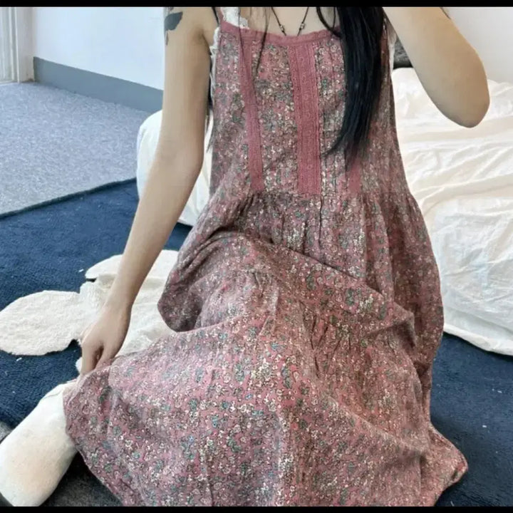 [BUNJANG] Flower Pattern Strap Long Dress / 에이블리 플라워패턴끈나시롱원피스 66