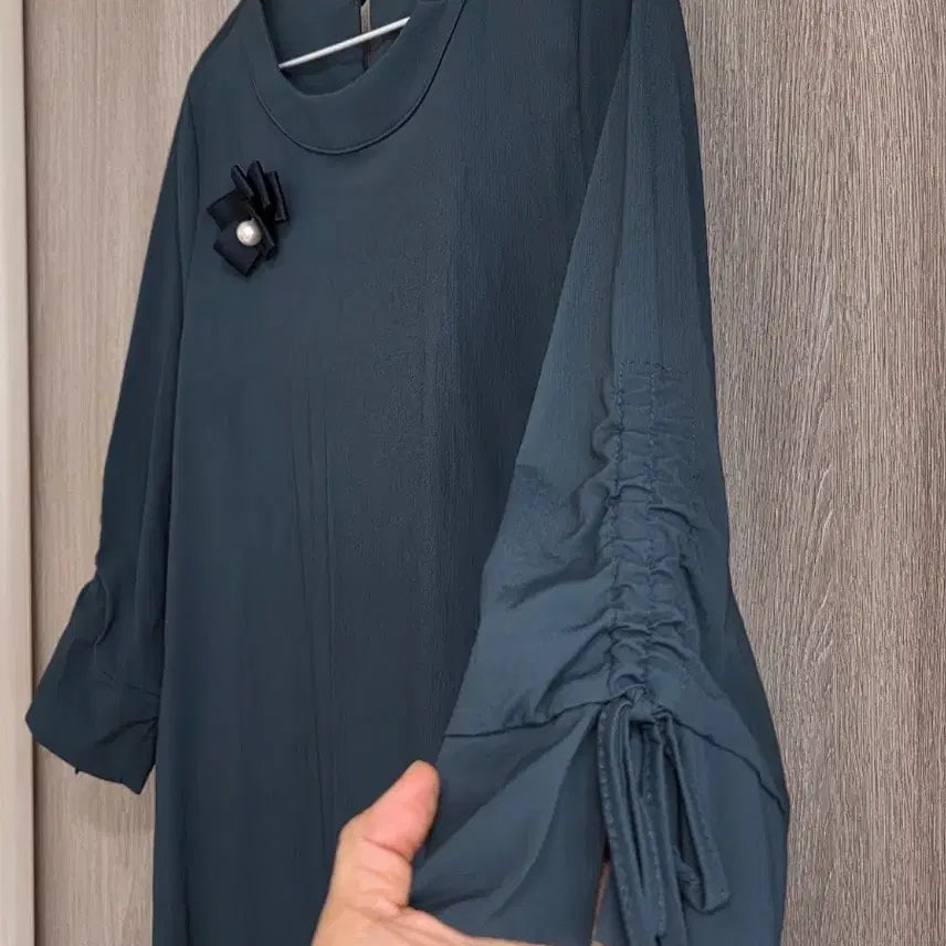 [BUNJANG] Dark Green Shirring Sleeve Dress / 다크 그린 셔링 소매 원피스 55